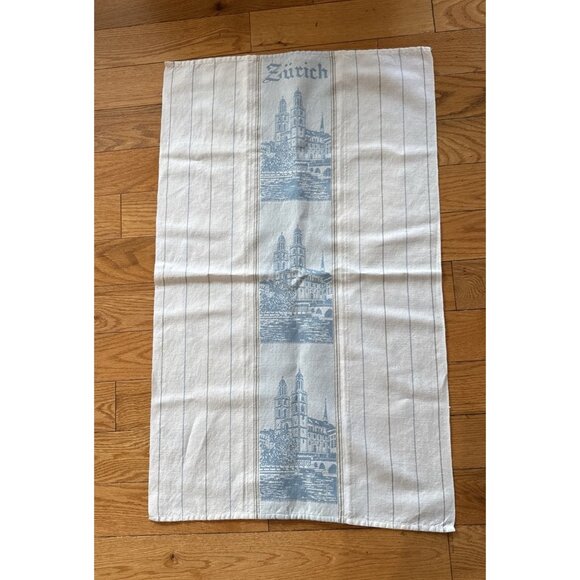 Zurich Switzerland Swiss Souvenir Embroidered Linen Tea Towel 31.5” x 19” - Picture 9 of 9